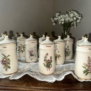 Floral Ceramic Spice Jars Set